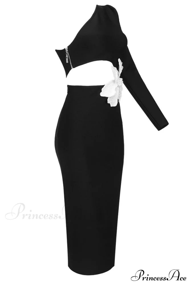 Angelica One-Shoulder Stylish Flower Appliqu鑼?Dress