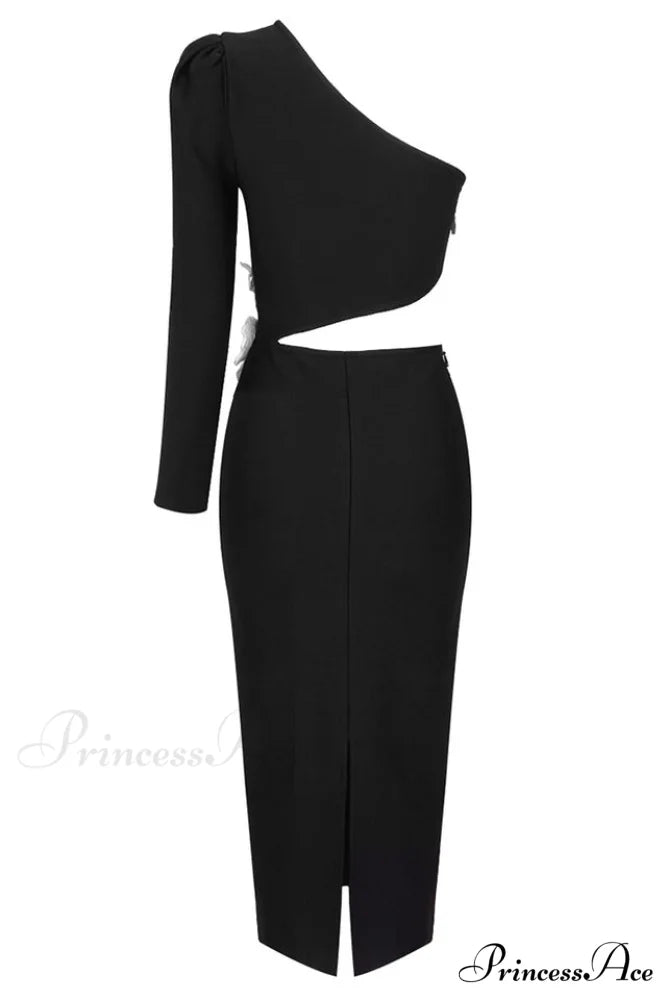 Angelica One-Shoulder Stylish Flower Appliqu鑼?Dress