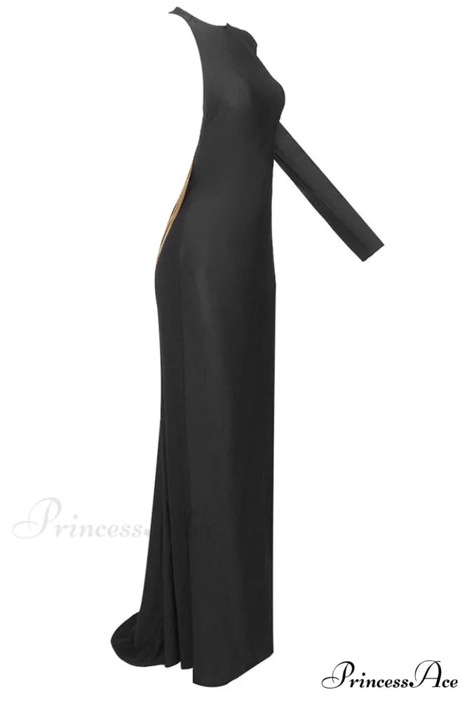Angelou Black Backless Charming Chain Maxi Dress