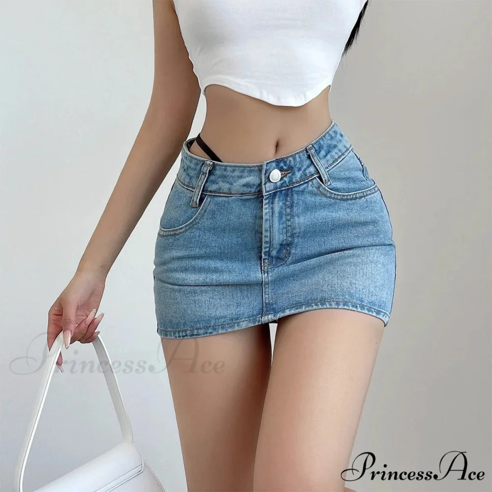 Angular Rope Unfinished Edge Skirt Denim Blue / S skirts-250223