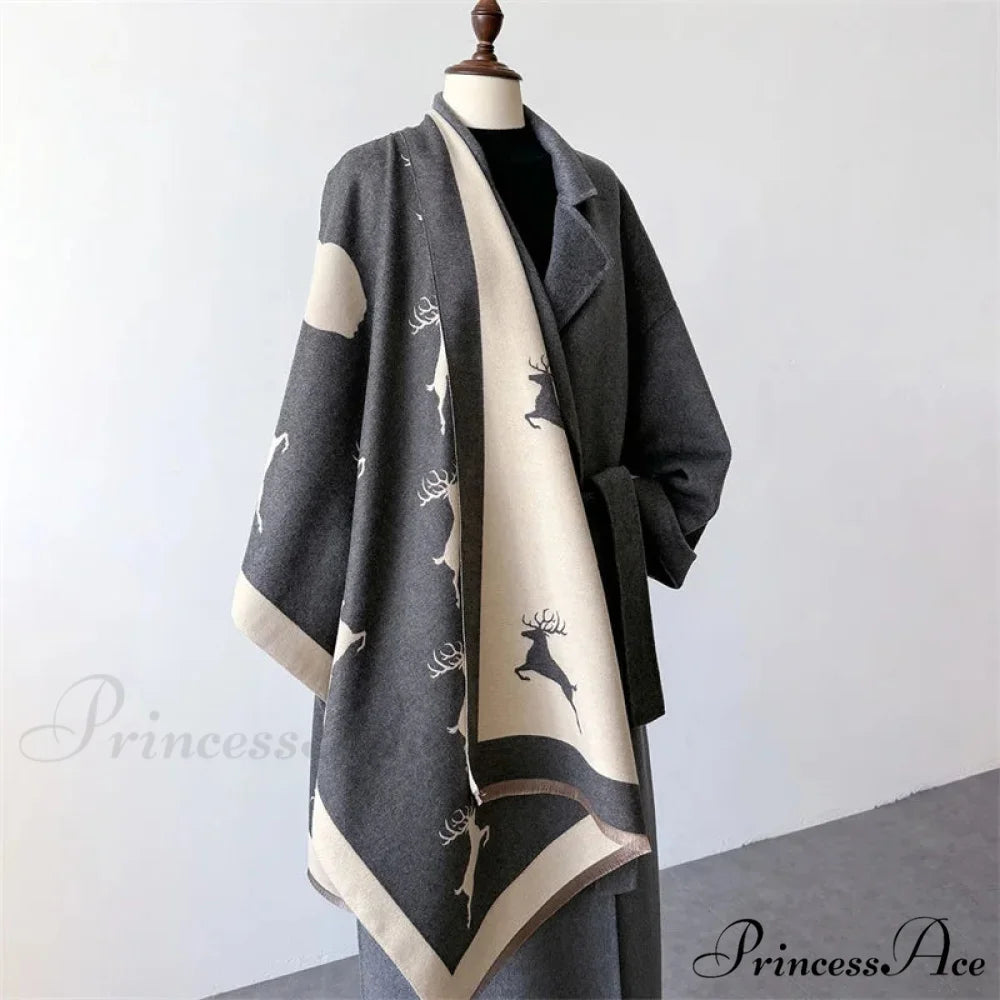 Animal Pattern Cashmere Scarf black 1 scarf-241228