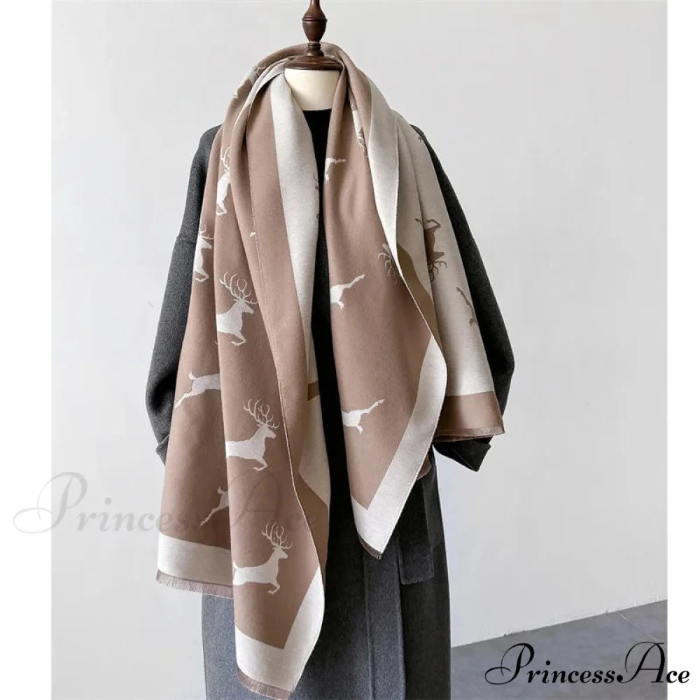Animal Pattern Cashmere Scarf brown scarf-241228