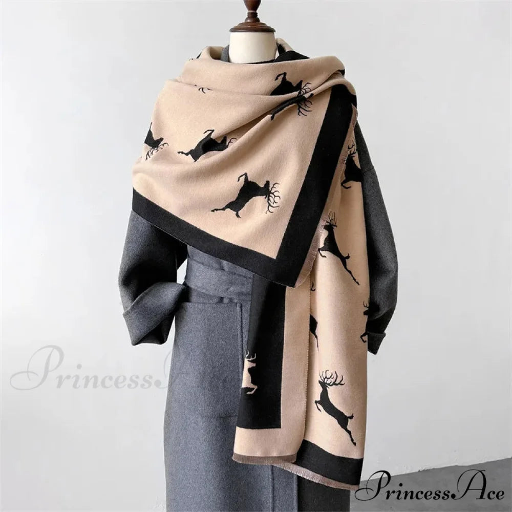 Animal Pattern Cashmere Scarf coffee scarf-241228