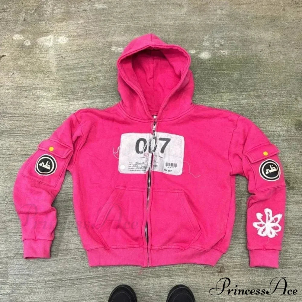 Animated Patch Embroidered Stylish Hoodie pink / M hoodies-241228
