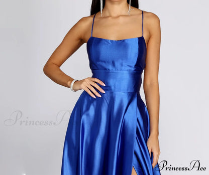 Anne Formal Stylish Lattice Satin Dress