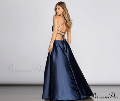 Anne Formal Stylish Lattice Satin Dress