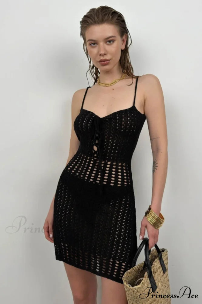 Another Girl Crochet Charming Knit Mini Dress