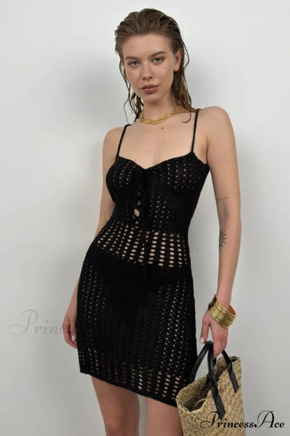 Another Girl Crochet Charming Knit Mini Dress