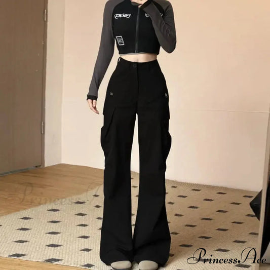 Antique American Freight High Waist Trousers Black / S pants-241228