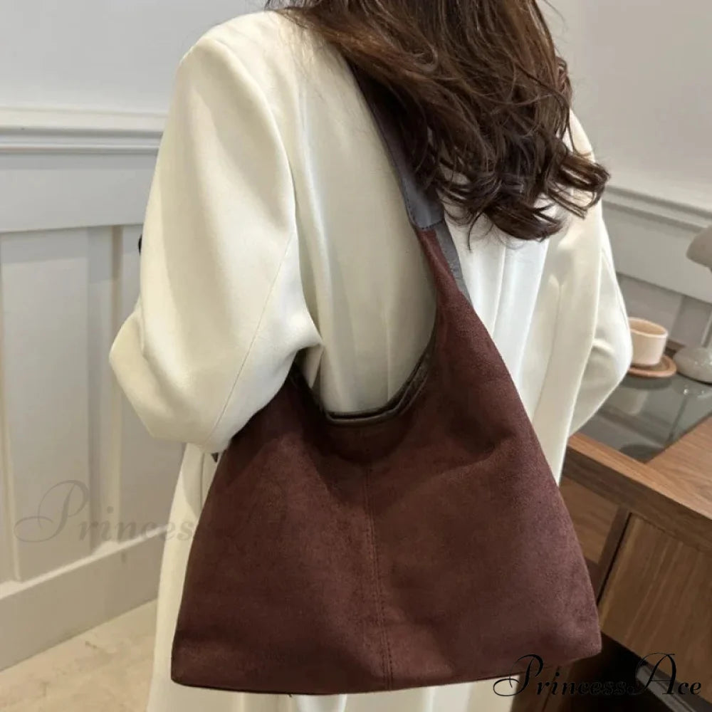 Antique Artificial Suede Spacious Shoulder Tote Bag shoulder-250126