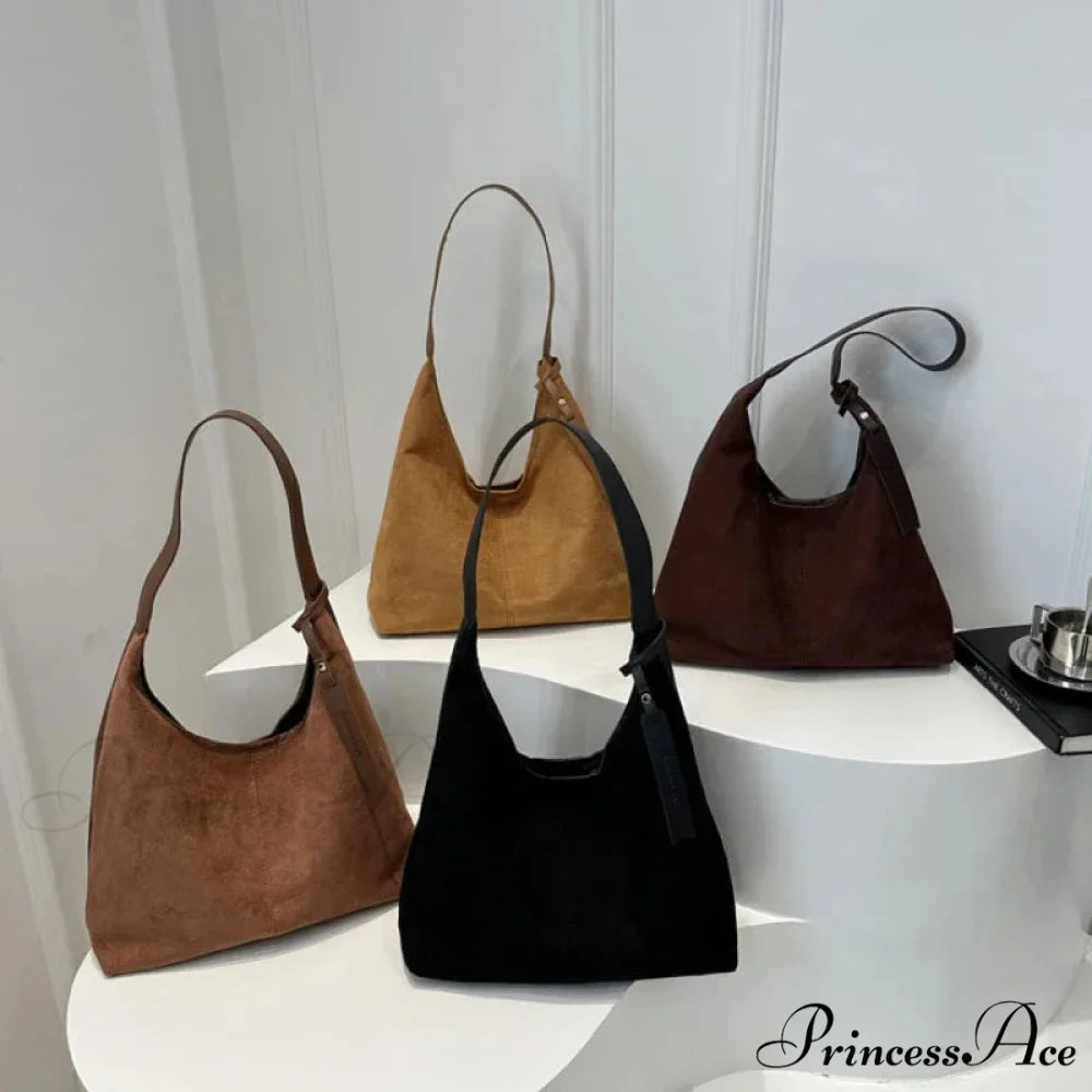 Antique Artificial Suede Spacious Shoulder Tote Bag shoulder-250126