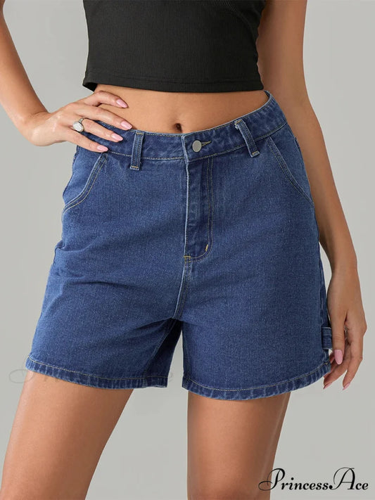 Antique Azure Button Denim Short short-250223