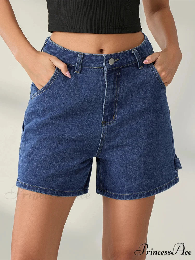 Antique Azure Button Denim Short short-250223