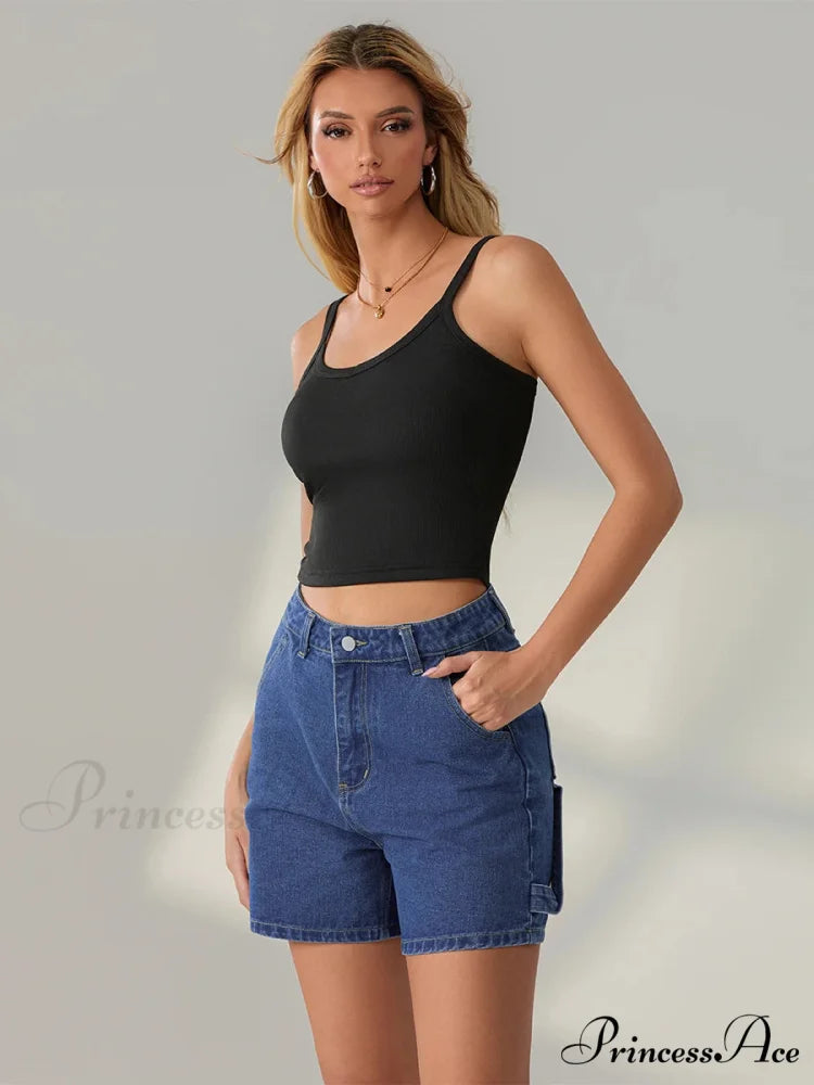 Antique Azure Button Denim Short short-250223