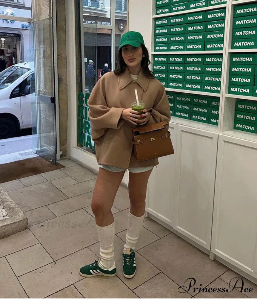 Antique Beige Collar Wool Overcoat overcoats-241228