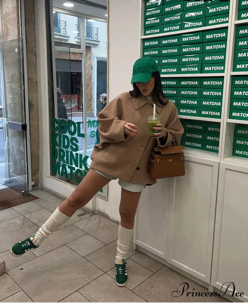 Antique Beige Collar Wool Overcoat overcoats-241228