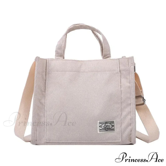 Antique Corded Vintage Crossbody Tote Purse Beige / 25x20x8cm handbag-250126