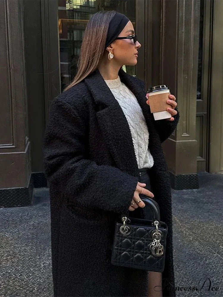 Antique Dark Woolen Dual-Buttoned Overcoat overcoats-241228