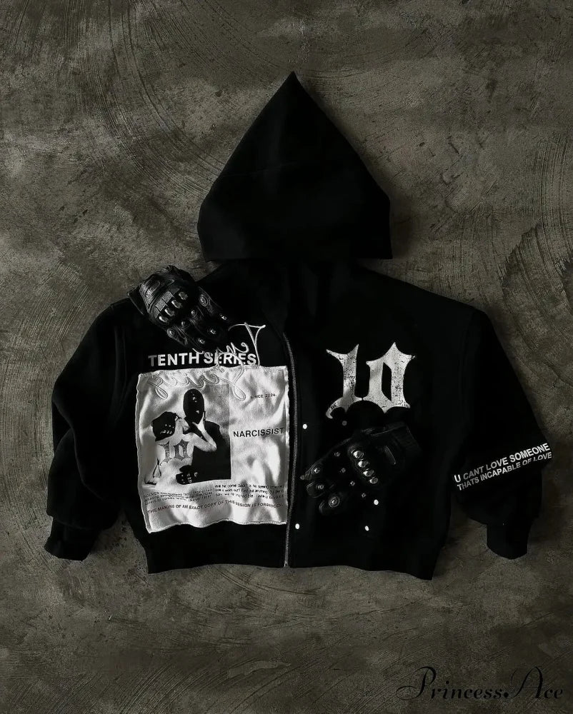 Antique Dark Zip Hoodie black 2 / S hoodies-241228