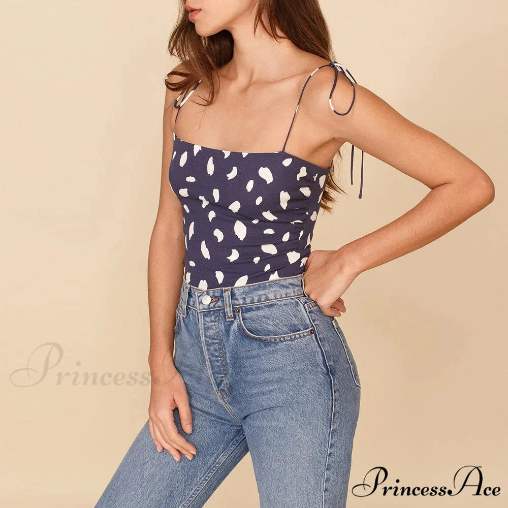 Antique Flower Smocked Bind Strap Slim Fitted Crop Cami Top BLACK / S croptop-250126