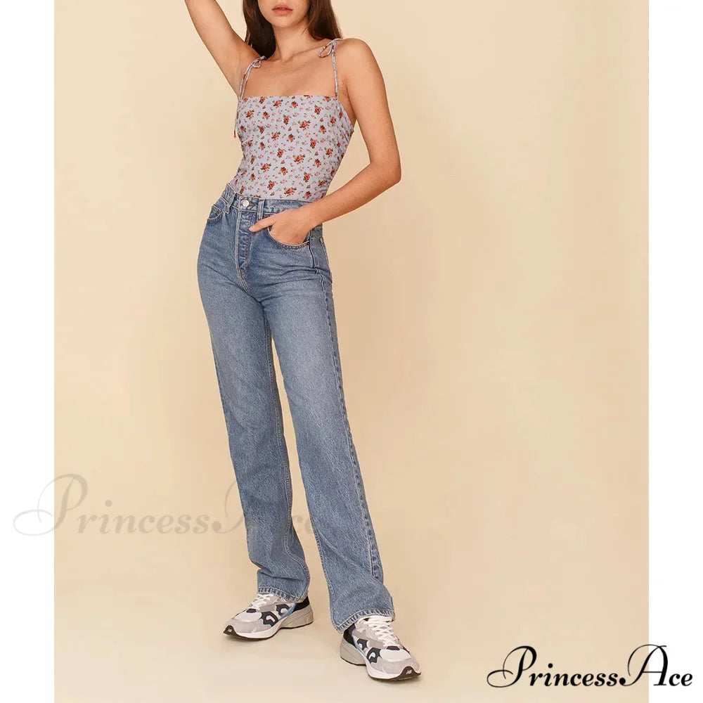 Antique Flower Smocked Bind Strap Slim Fitted Crop Cami Top croptop-250126