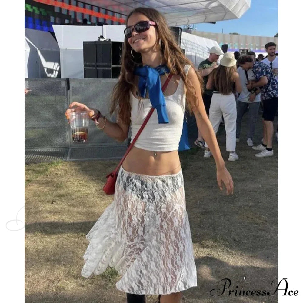 Antique Flowery Transparent Festive Seaside Elegant Skirt skirt-250126