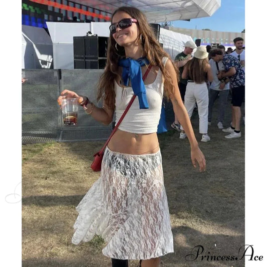 Antique Flowery Transparent Festive Seaside Elegant Skirt skirt-250126