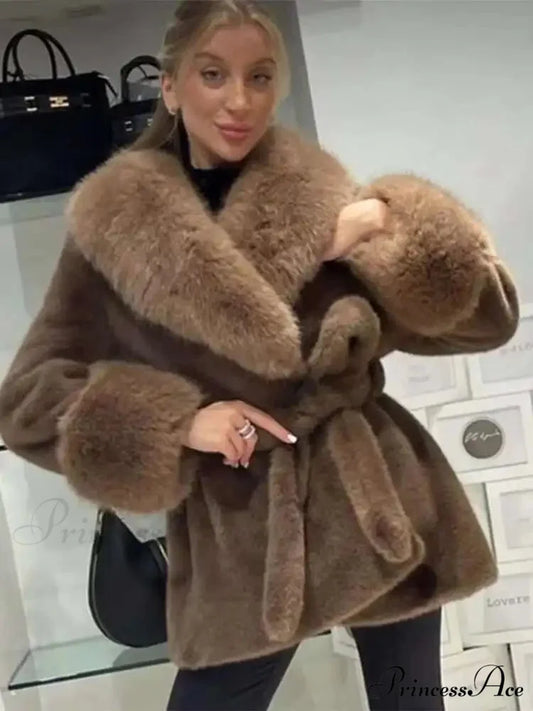 Antique Fox Fur Cinched Lavish Coat Leopard / L coats-241228