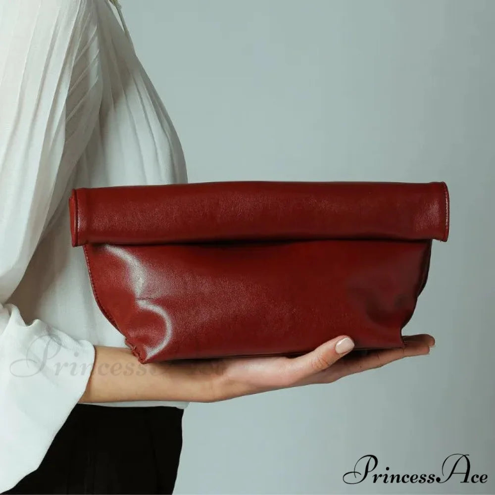 Antique Gentle PU Leather Pouch Wristlet Burgundy wristlet-250126