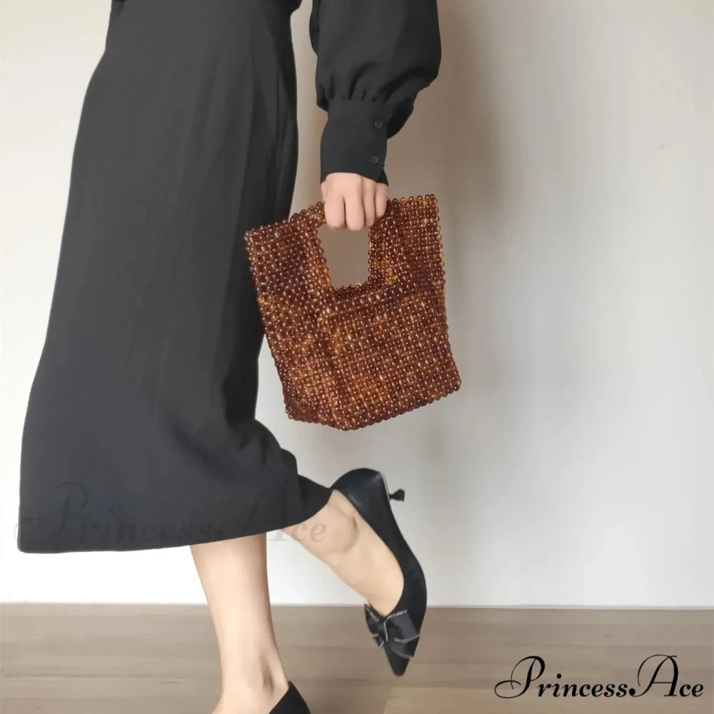 Antique Handcrafted Acrylic Square Evening Clutch Purse Gold / (20cm clutchbag-250126