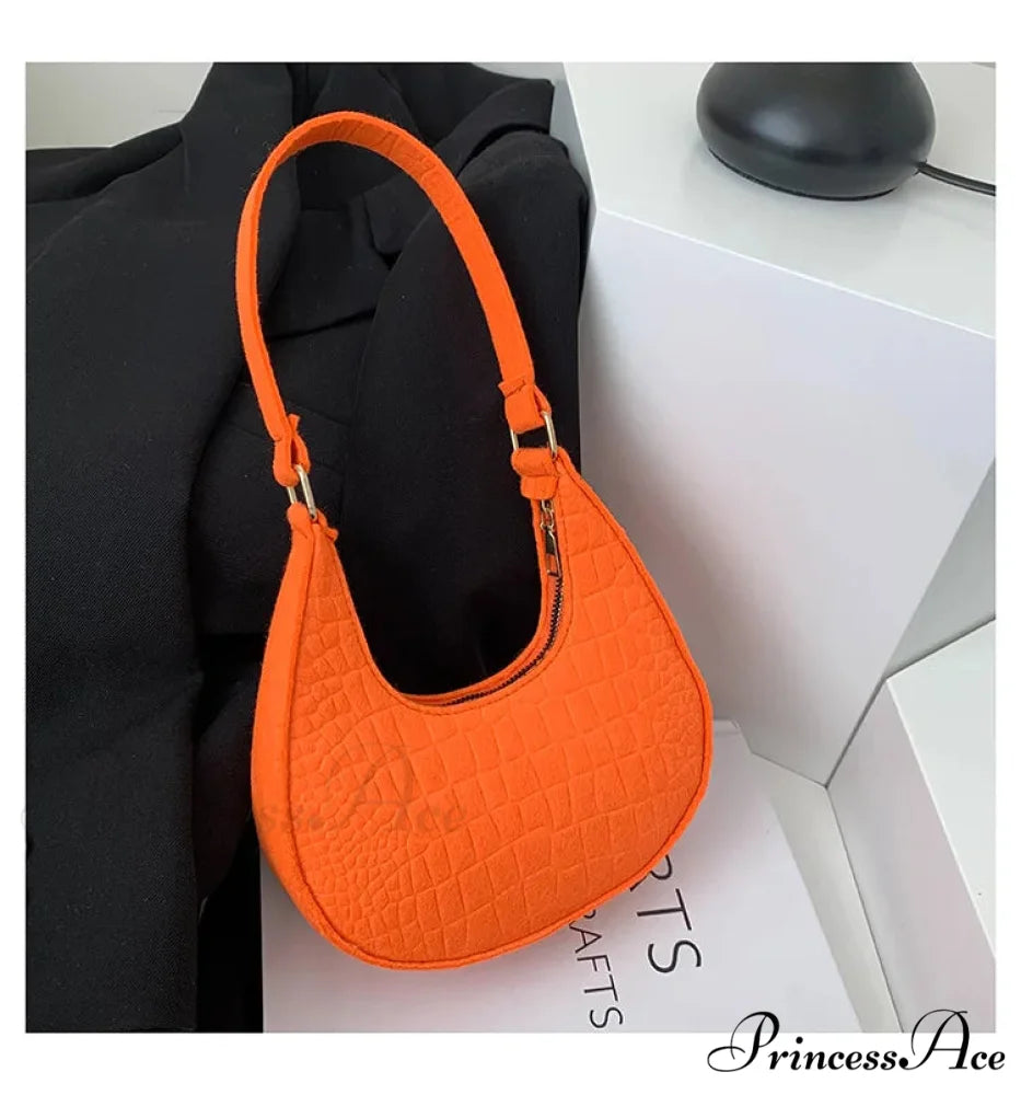 Antique Korean Sturdy Dumpling Underarm Bag Orange shoulder-250126