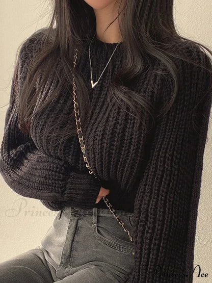 Antique Lantern Extended Sleeve Jumper Black / One Size swraters-241228