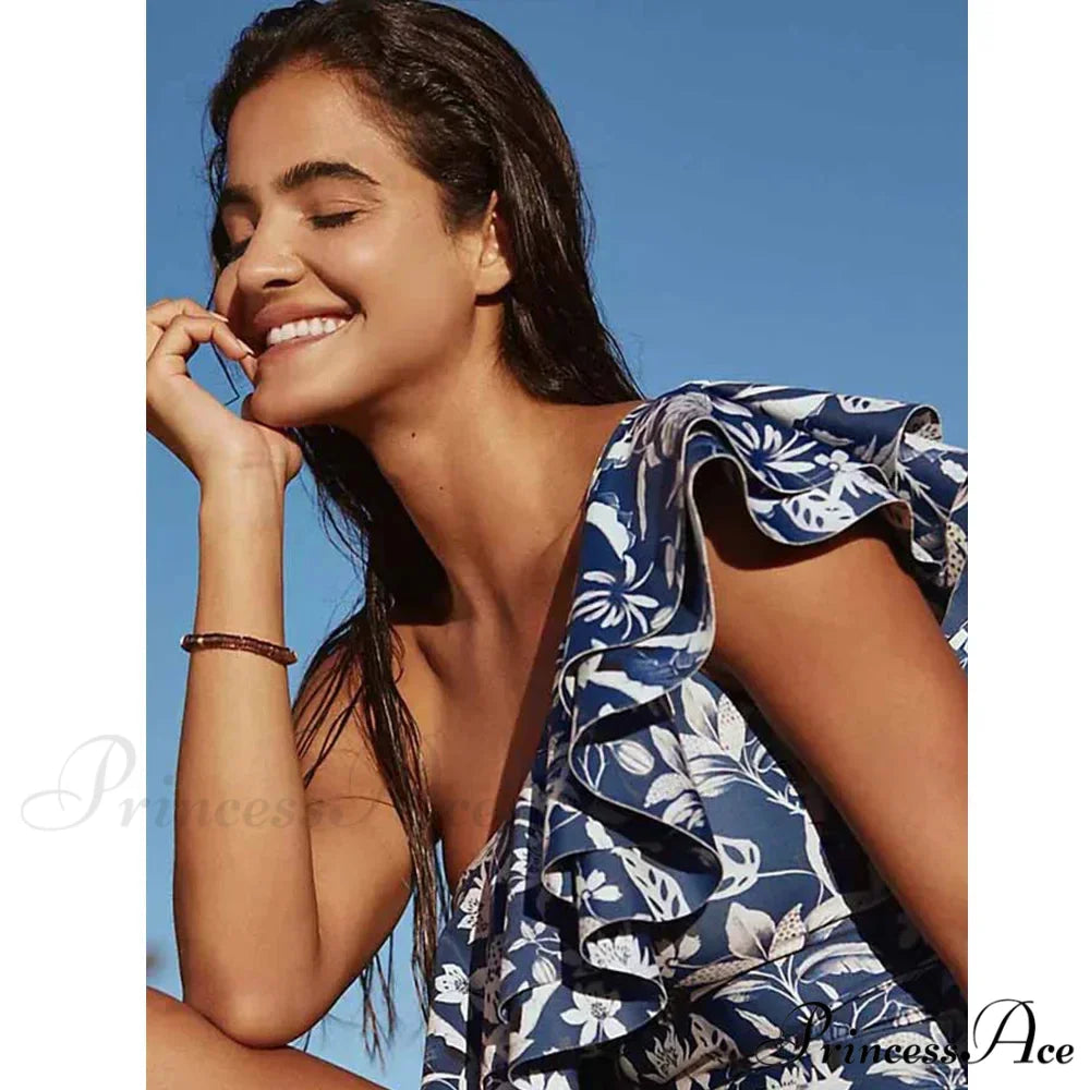 Antique Printed Frilled One Piece Swimsuit onepiece-250223