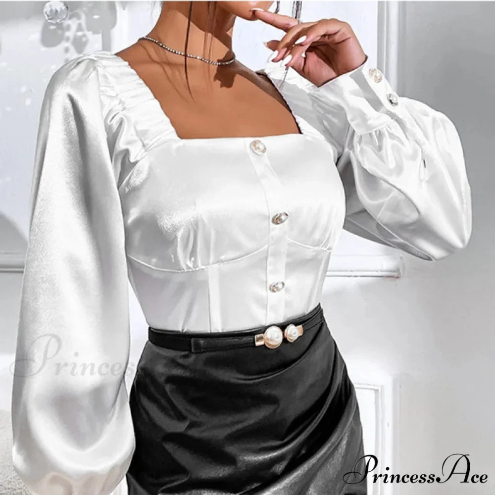 Antique Silk Baggy Extended Sleeve Blouse Tops blouse-250126