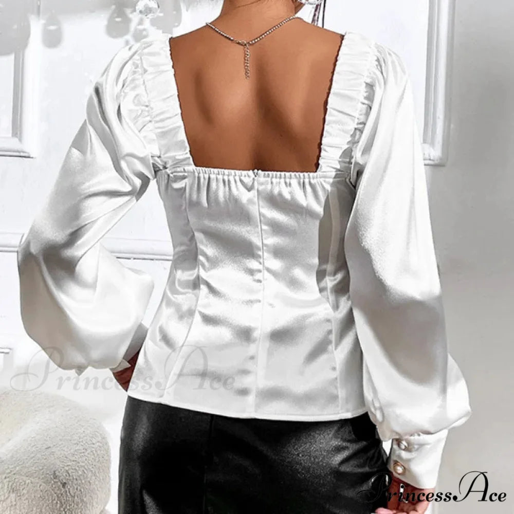 Antique Silk Baggy Extended Sleeve Blouse Tops blouse-250126