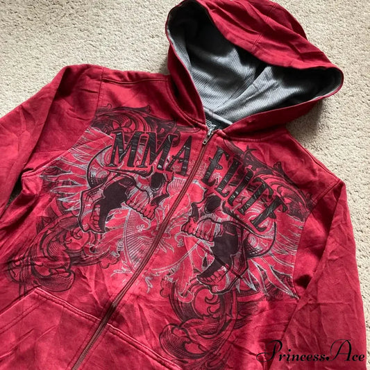 Antique Skull Wing Zip Up Hoodie hoodies-241228