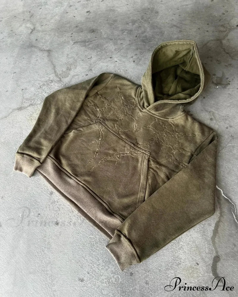 Antique Stitching Generous Hoodie Green / M hoodies-241228