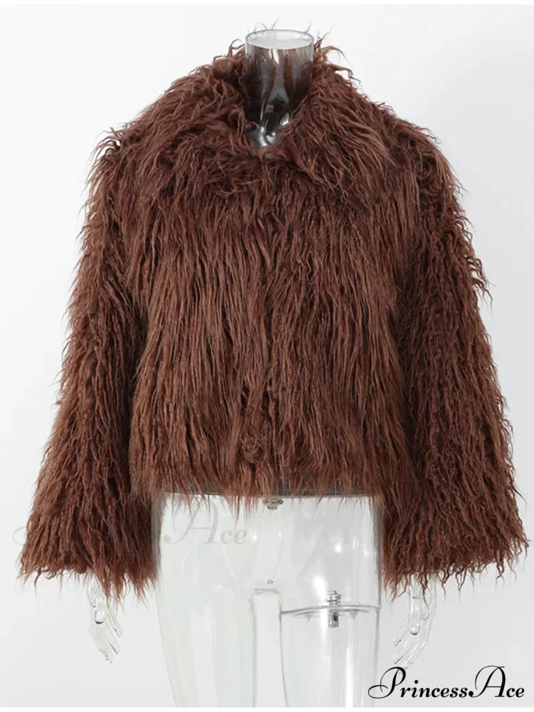 Antique Strong Luxurious Furry Brief Jacket Brown / S coats-241228
