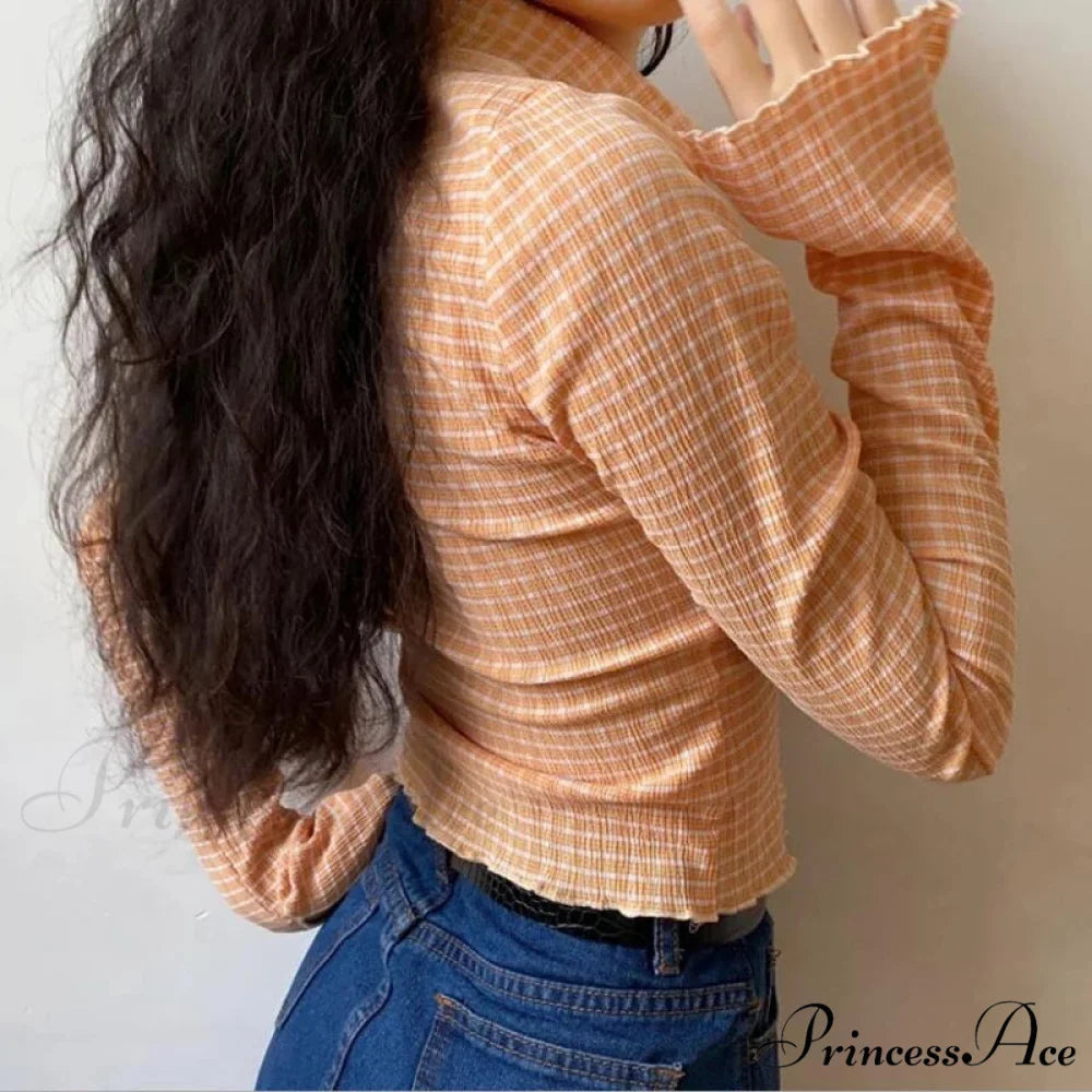 Antique Tartan Extended Sleeve Blouse blouse-250223