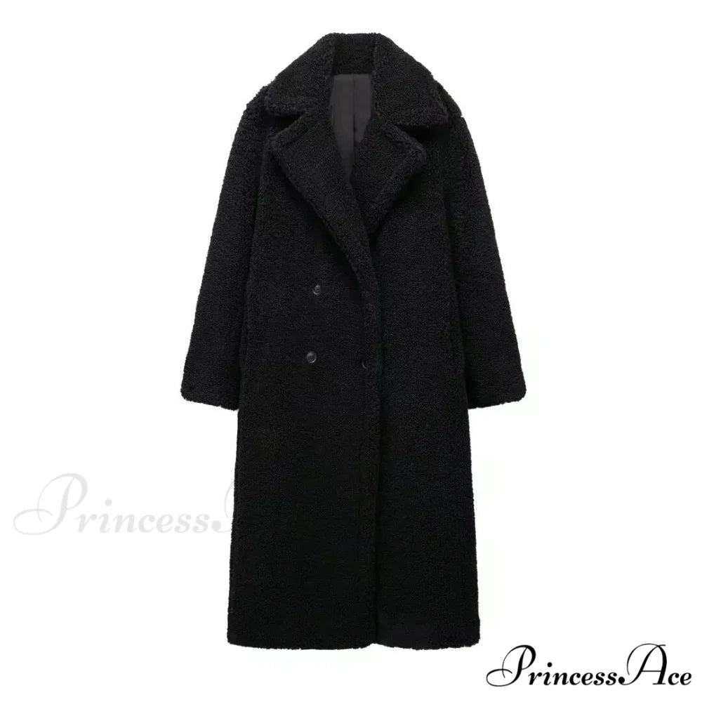 Antique Wool Blend Dual-Buttoned Overcoat Black / XS overcoats-241228