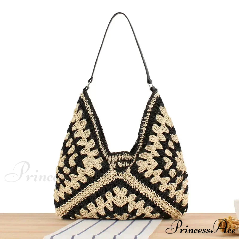 Antique Zipper Leather Journey Shoulder Bag Black / Non-adjustable strap shoulder-250126
