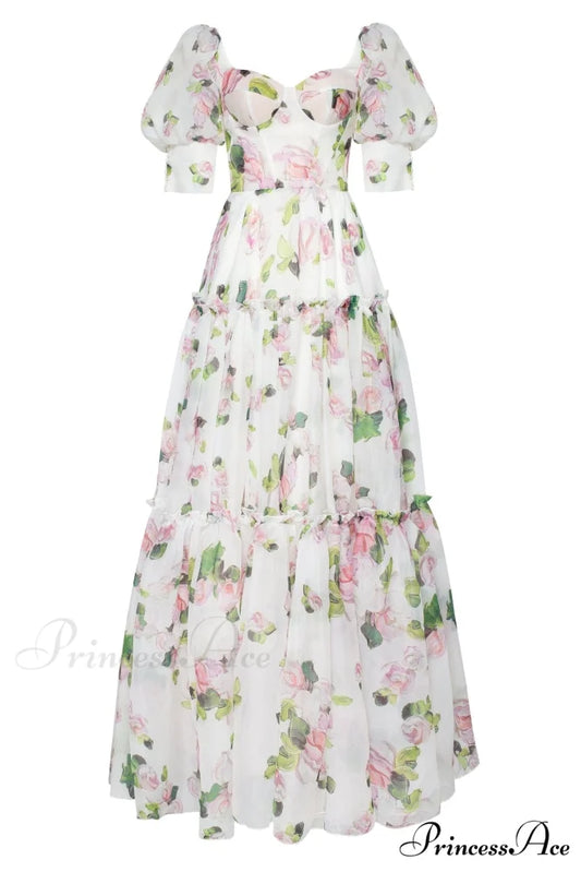 Apple Blossom Feminine Charming Voluminous Sheer Sleeves Dress XXS / Apple Blossom