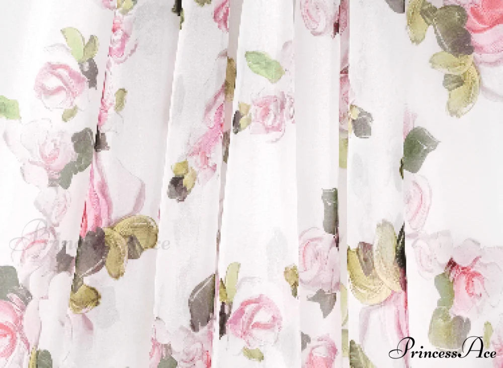 Apple Blossom Spaghetti Charming Strap Midi Dress