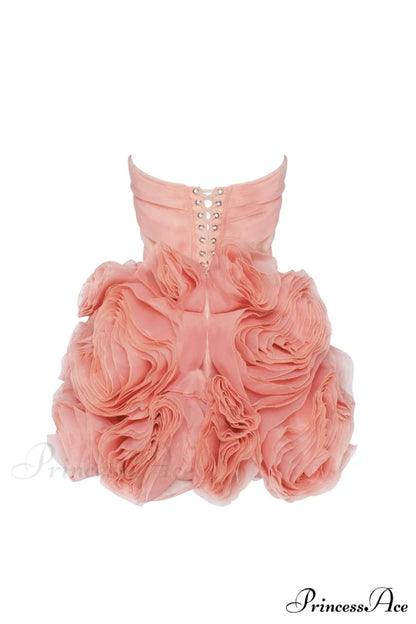Appliqud Organza Stylish Coral Mini Dress