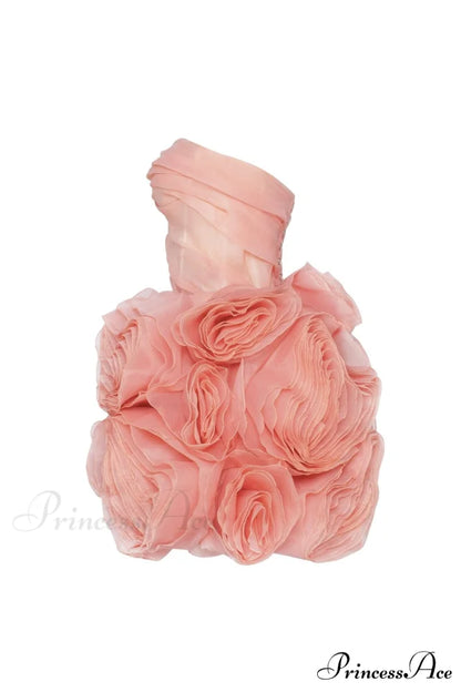 Appliqud Organza Stylish Coral Mini Dress