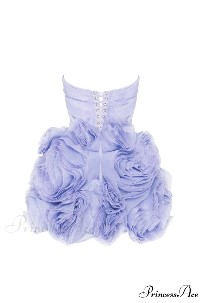 Appliqud Organza Stylish Lavender Mini Dress