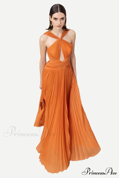 Arabella Chiffon Graceful Backless Maxi Dress