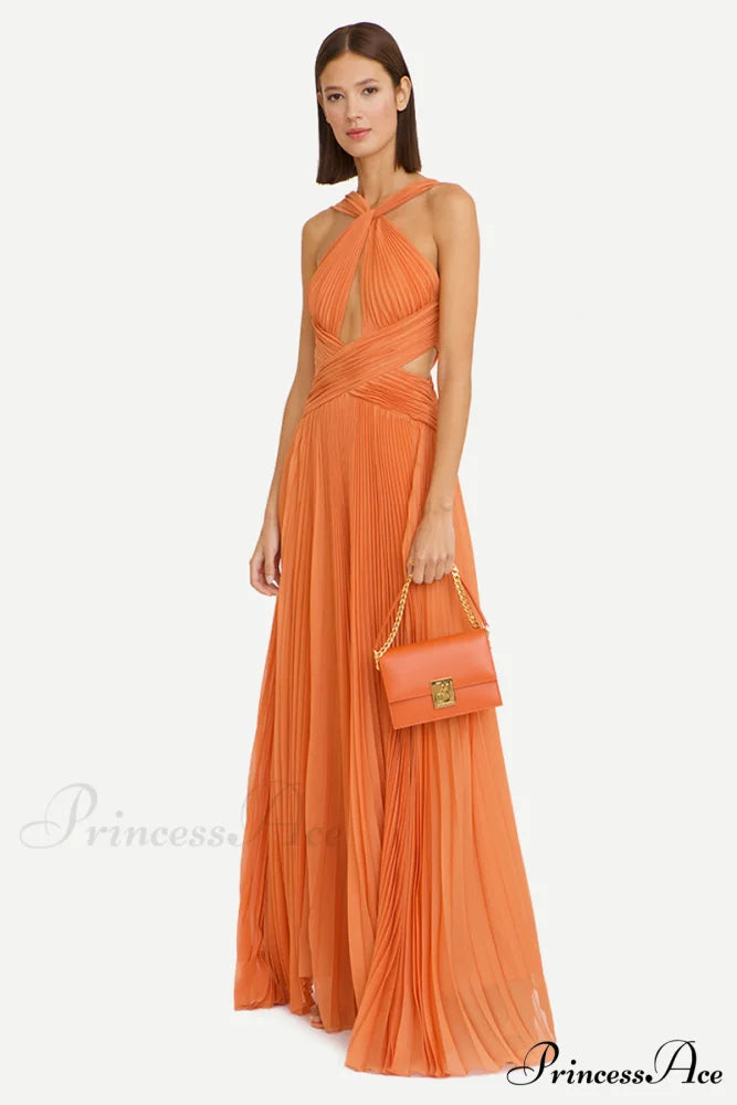 Arabella Chiffon Graceful Backless Maxi Dress