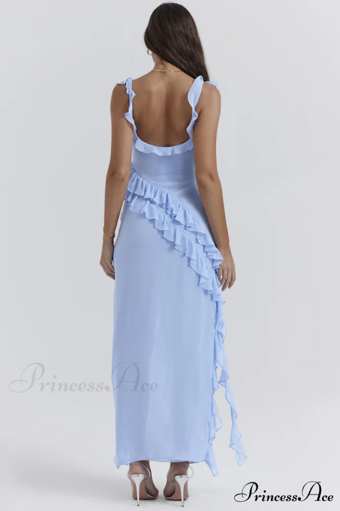 Ariela Soft Blue Charming Ruffle Maxi Dress