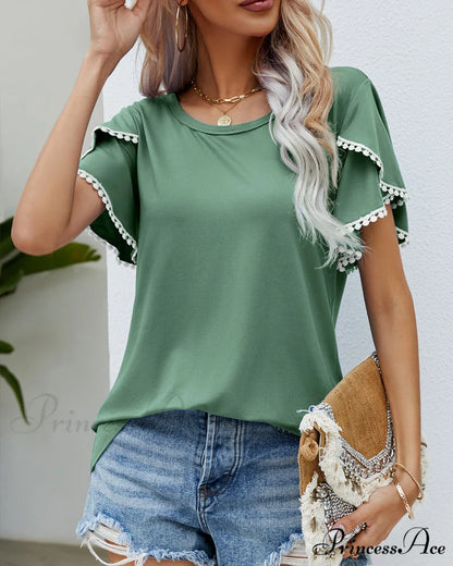 Arm Brief Neck Round T-shirt